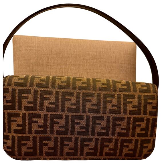 Fendi FF Tobacco Zucca Baguette Shoulder Bag Canvas Leather SHW Authentic CoA - Picture 2 of 16